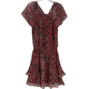 NWT The Parker Bali Floral V-Neck Puff Sleeve Mini Dress M